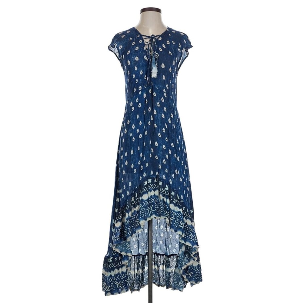 Jen's Pirate Booty Blue Paisley High Low Maxi Dress S| Coastal Cowgirl Boho Luxe - Picture 3 of 13